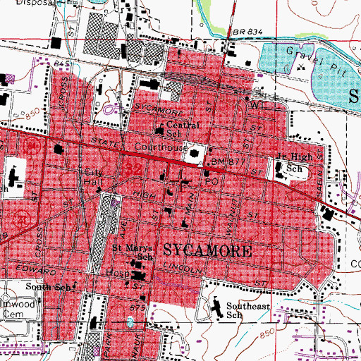 Topographic Map of Bethel Assembly of God Church, IL