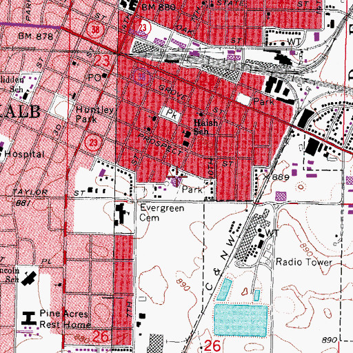 Topographic Map of Chesebro Elementary School, IL
