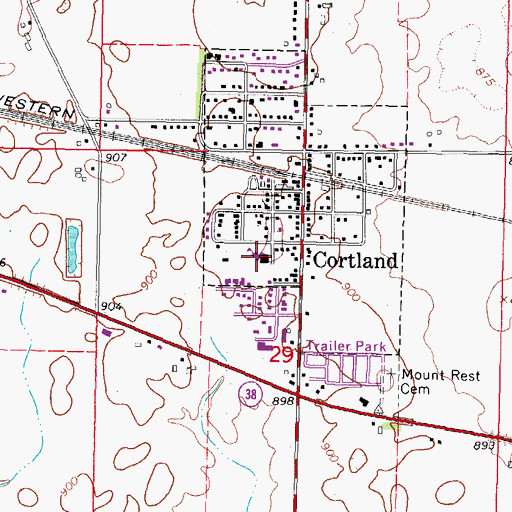 Topographic Map of Cortland Elementary School, IL