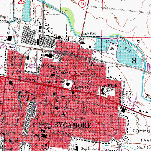 Topographic Map of DeKalb County Administration Building, IL