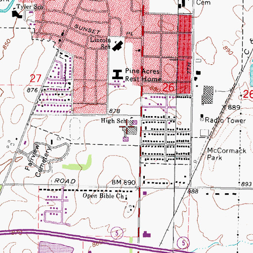 Topographic Map of DeKalb High School, IL