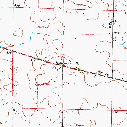 Topographic Map of Dustin Post Office (historical), IL