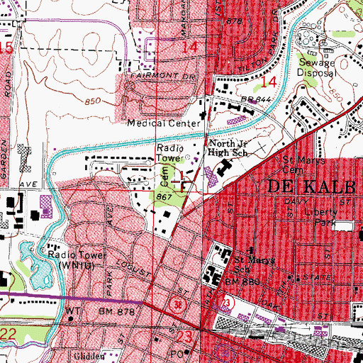 Topographic Map of First Congregational United Church of Christ, IL