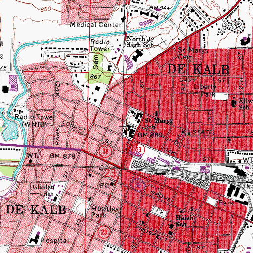 Topographic Map of First Lutheran Church, IL