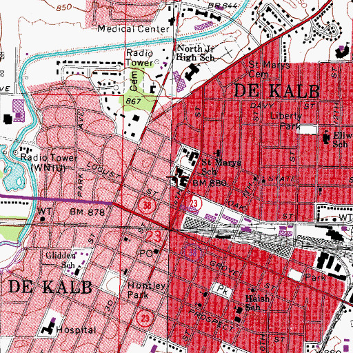 Topographic Map of Haish Memorial Library, IL