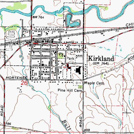 Topographic Map of Hiawatha Elementary School, IL