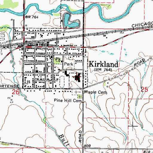 Topographic Map of Hiawatha High School, IL