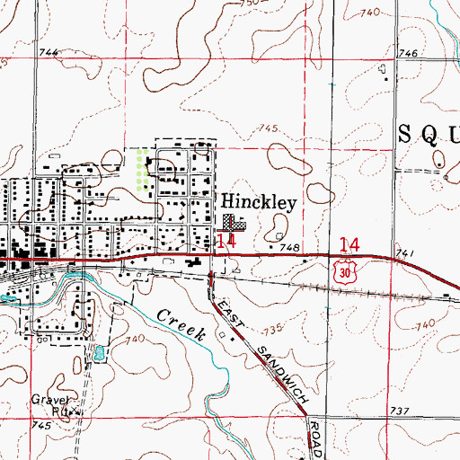Topographic Map of Hinckley-Big Rock High School, IL