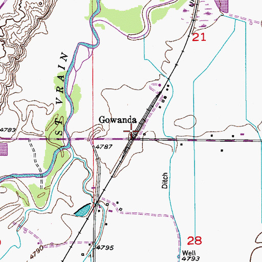 Topographic Map of Gowanda, CO