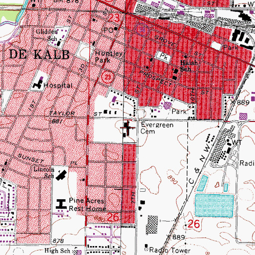 Topographic Map of Huntley Middle School, IL