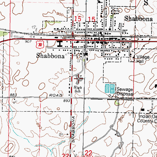 Topographic Map of Indian Creek High School, IL