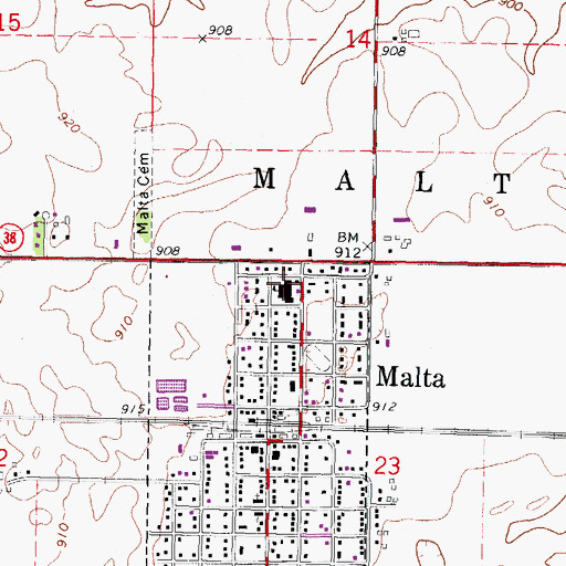 Topographic Map of Malta Grade School, IL