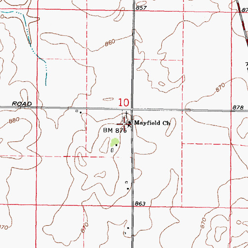 Topographic Map of Mayfield Cemetery, IL