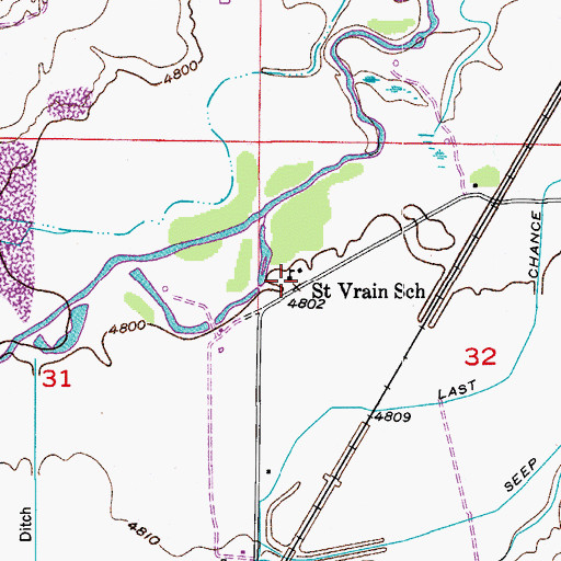 Topographic Map of Saint Vrain School, CO