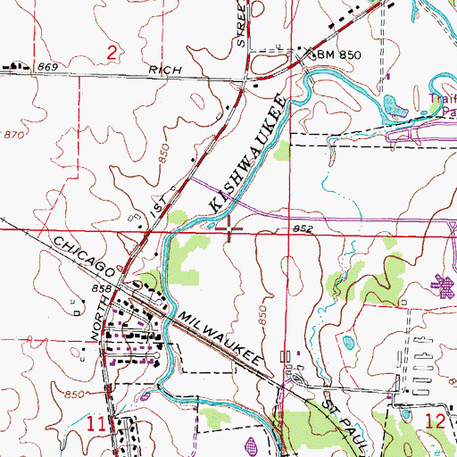 Topographic Map of P A Nehring Forest Preserve, IL