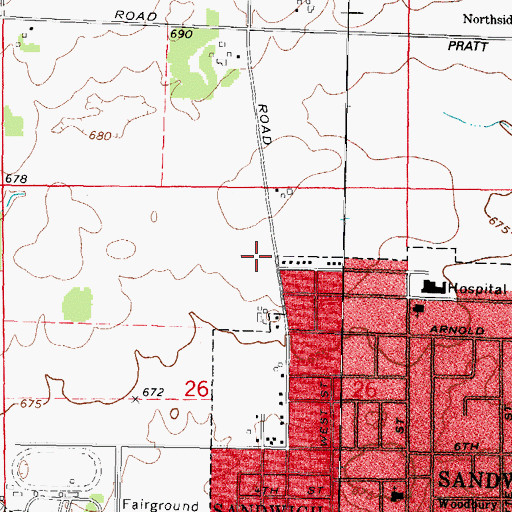 Topographic Map of Prairie View Elementary School, IL