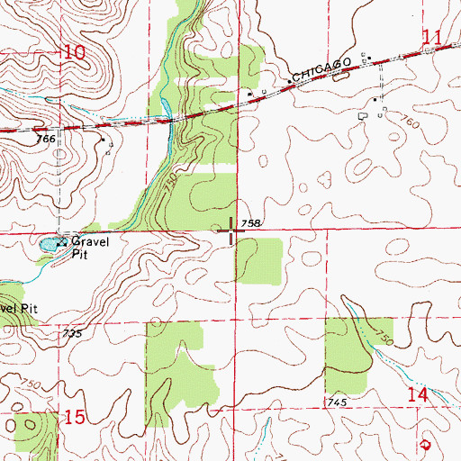 Topographic Map of Ross Grove, IL