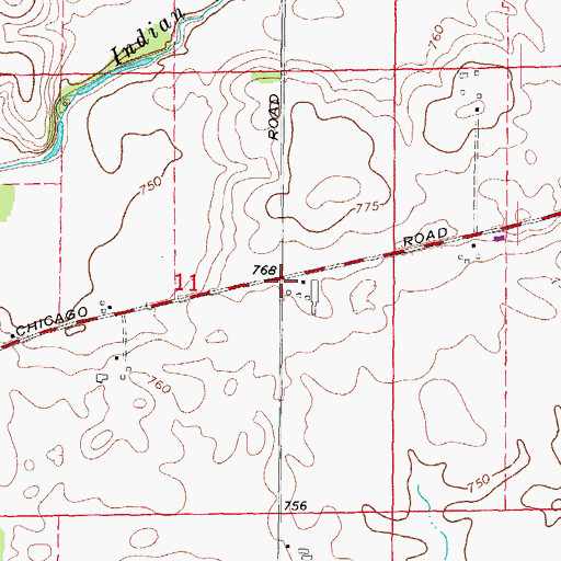 Topographic Map of Ross Grove Post Office (historical), IL