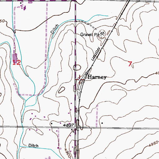 Topographic Map of Harney, CO