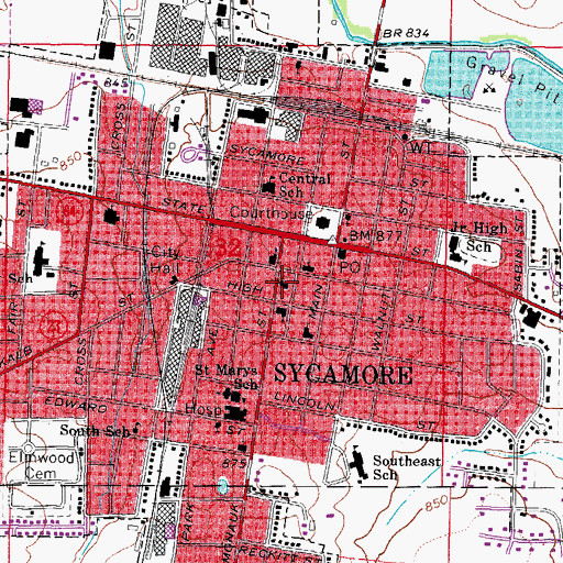 Topographic Map of Saint Peters Episcopal Church, IL