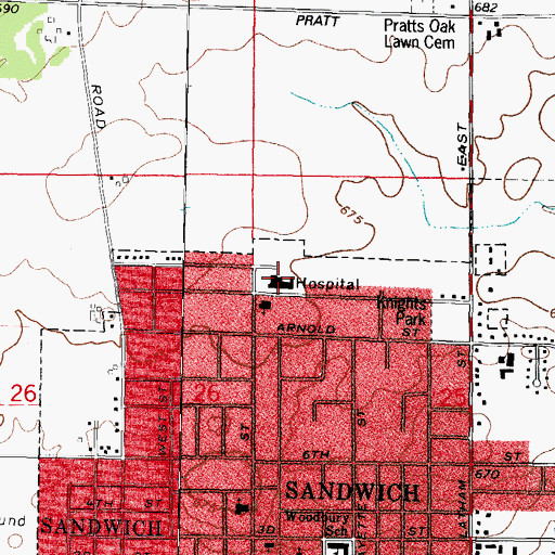 Topographic Map of Valley West Community Hospital, IL