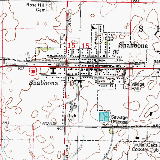 Topographic Map of Shabbona Elementary School, IL