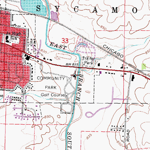 Topographic Map of Sycamore Swimming Pool, IL