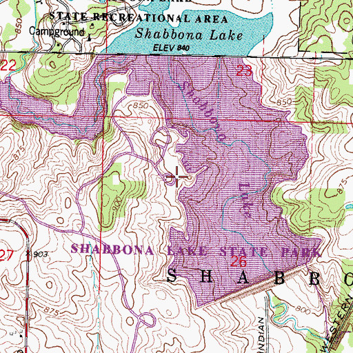 Topographic Map of Three Fires Picnic Area, IL