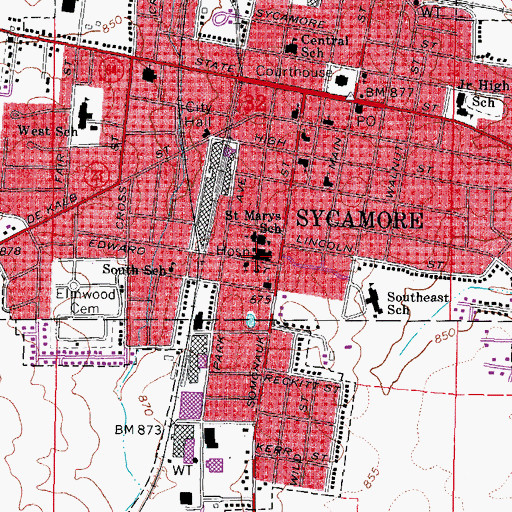 Topographic Map of Vencor Hospital, IL