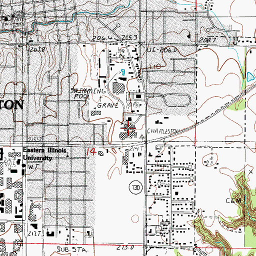 Topographic Map of Charleston High School, IL