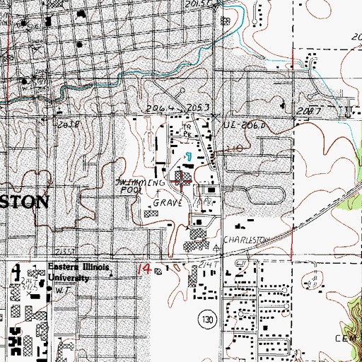 Topographic Map of Charleston Junior High School, IL