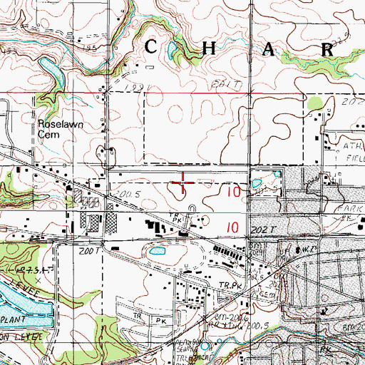 Topographic Map of Charleston Post Office, IL