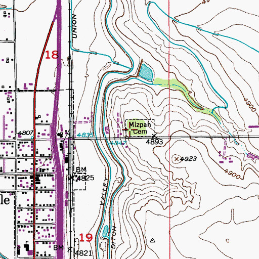 Topographic Map of Mizpah Cemetery, CO