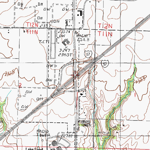 Topographic Map of Interchange 184, IL