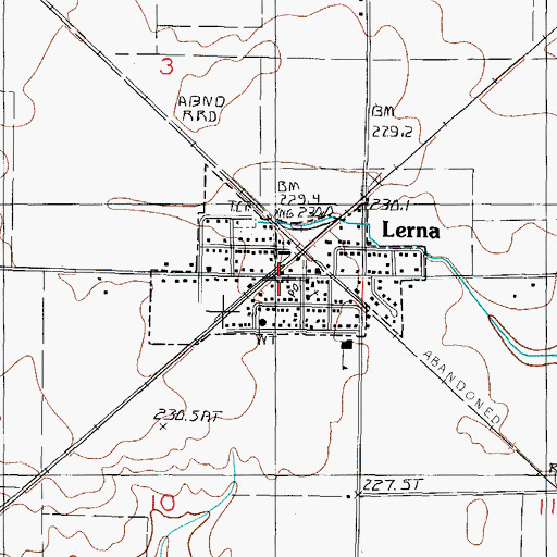 Topographic Map of Lerna Post Office, IL