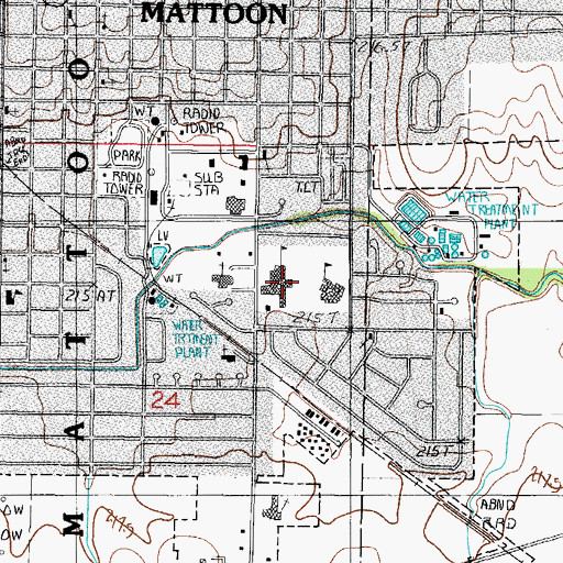 Topographic Map of Mattoon Junior High School, IL
