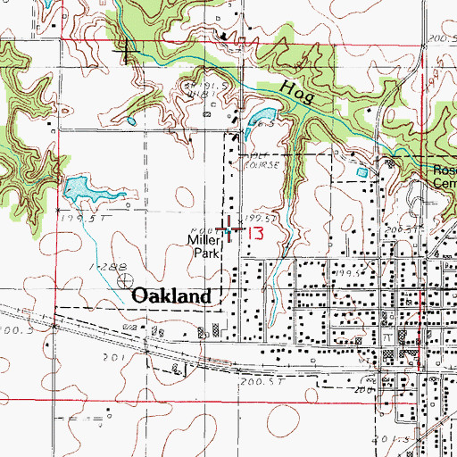 Topographic Map of Oakland Swimming Pool, IL