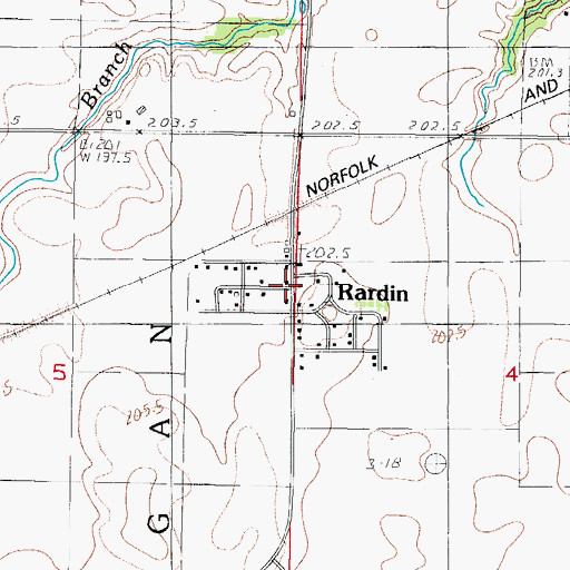 Topographic Map of Rardin Post Office (historical), IL