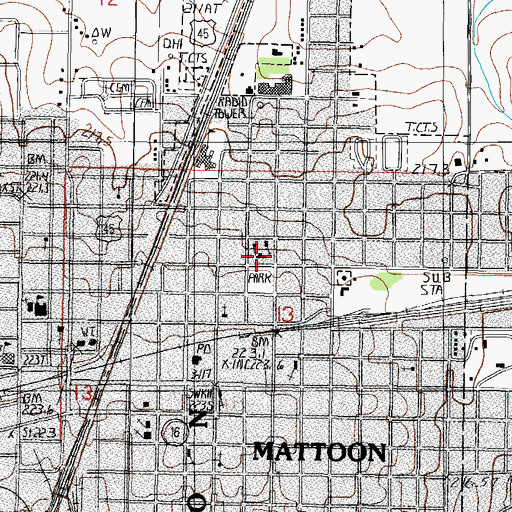 Topographic Map of Washington Elementary School, IL