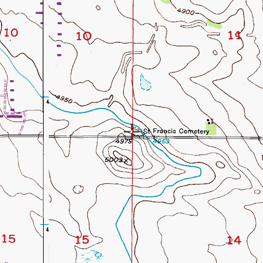 Topographic Map of Saint Francis Cemetery, CO