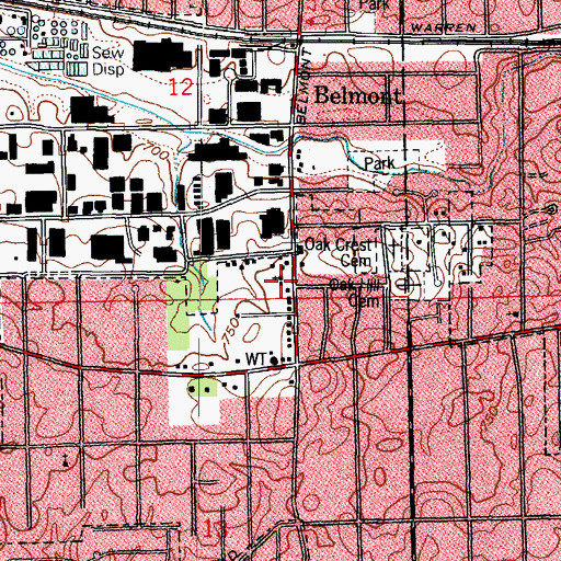 Topographic Map of Belmont Bible Church, IL