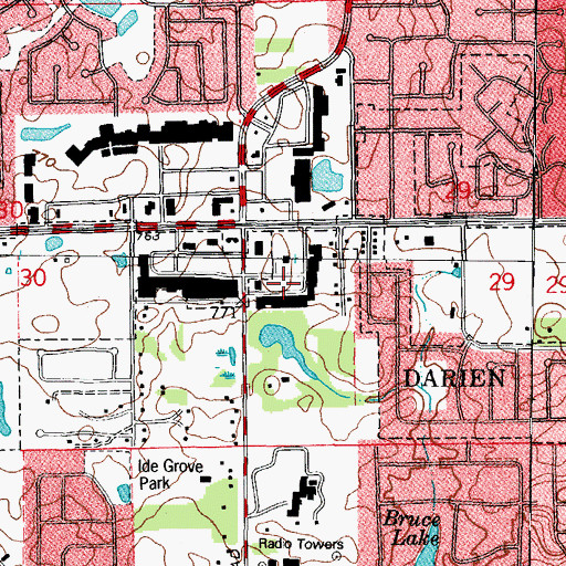 Topographic Map of Chestnut Court Shopping Center, IL