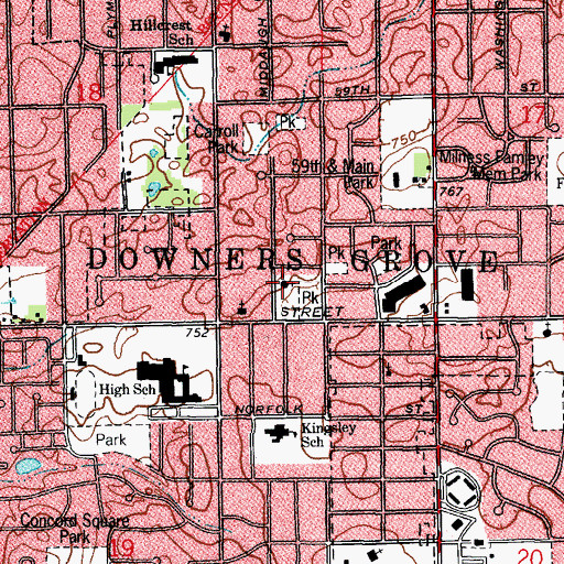 Topographic Map of Church of Christ, IL