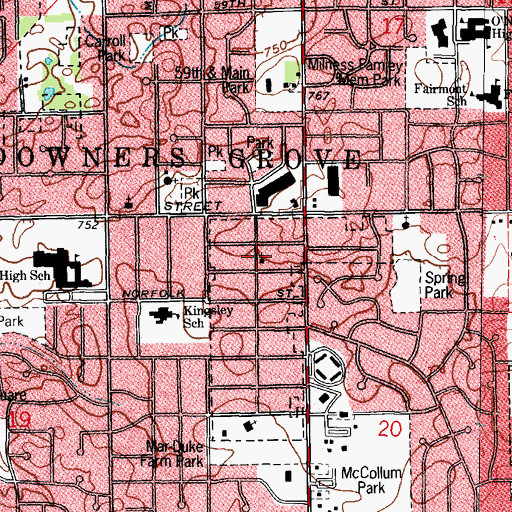 Topographic Map of Community Bible Church, IL