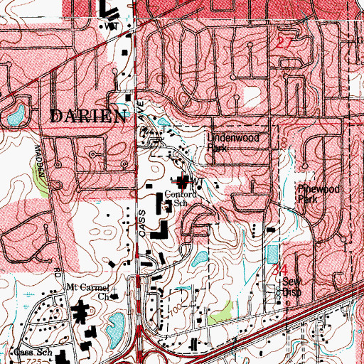 Topographic Map of Concord Elementary School, IL