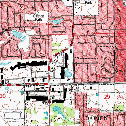 Topographic Map of Downers Park Plaza Shopping Center, IL