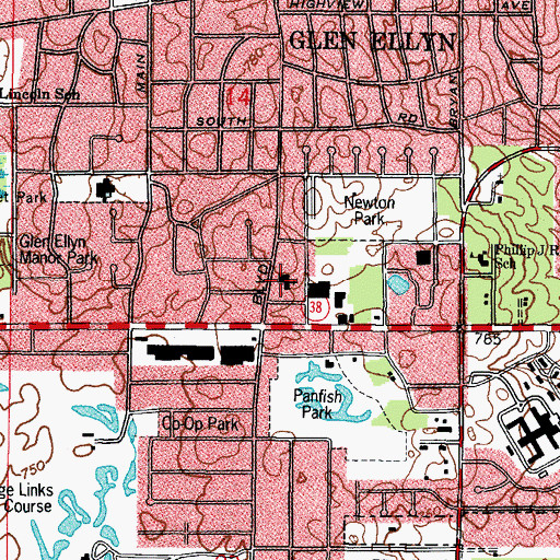 Topographic Map of Faith Lutheran Church, IL