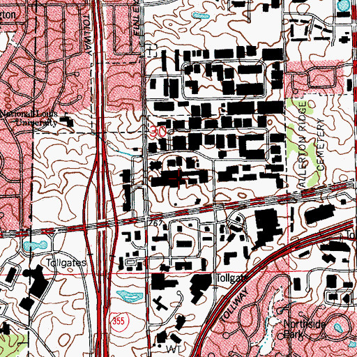 Topographic Map of Finley Square Mall Shopping Center, IL