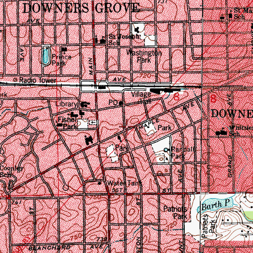 Topographic Map of First Baptist Christian School, IL