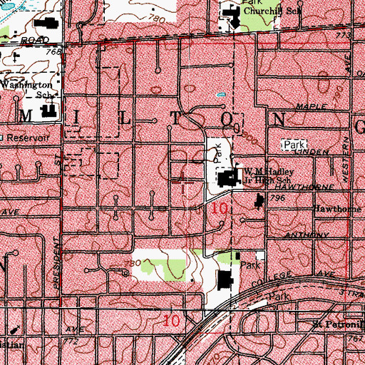 Topographic Map of First Church of Christ Scientist, IL